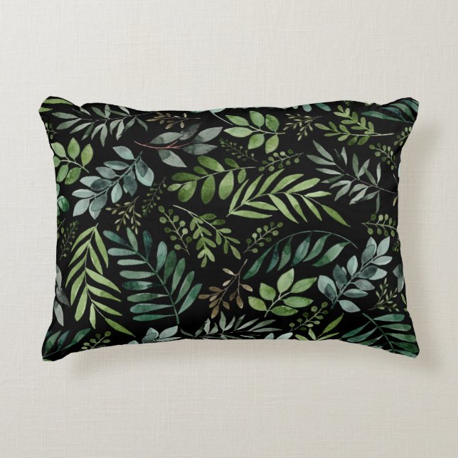 Coussins Décoratifs Feuilles de verdure aquarelle (Devant)