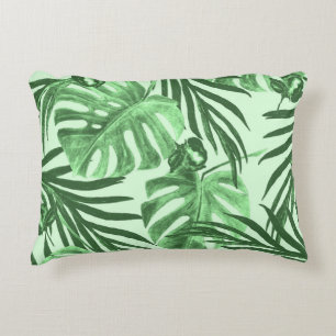 Coussins Décoratifs Feuilles tropicaux et fleurs, motif aquarelle.