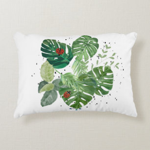 Coussins Décoratifs Feuilles verts avec bogues rouges - minimaliste Vi