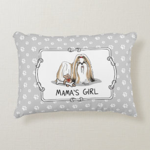 Coussins Décoratifs Fille de maman Chih Tzu (blanc tan) Chien Maman mi