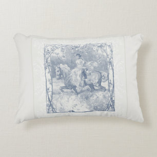 Coussins Décoratifs Fille équestre romantique Cottagecore Delft Bleu