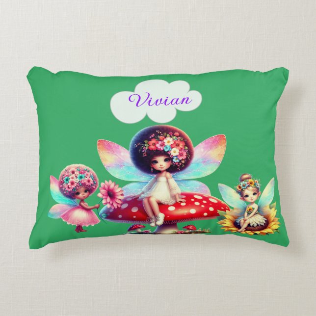 Coussins Décoratifs Filles personnalisées nom fée (Devant)