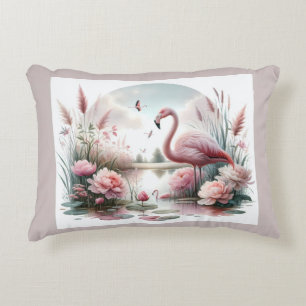 Coussins Décoratifs Flamant rose en Pastel Pond Floral Scene