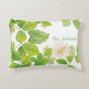 Coussins Décoratifs Fleur blanche et jardin Feuille vert