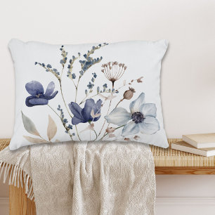 Coussins Décoratifs Fleur bleue à l'aquarelle élégante et chic avec mo
