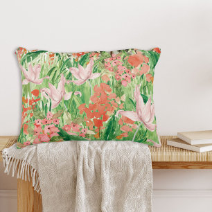 Coussins Décoratifs Fleur de prairie de corail rose à l'aquarelle