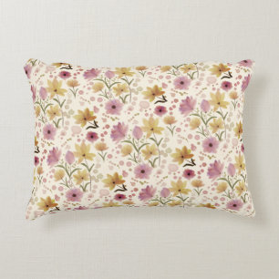 Coussins Décoratifs Fleur sauvage aquarelle rose