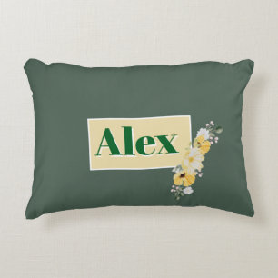 Coussins Décoratifs Fleurs aquarelles modernes et fond vert