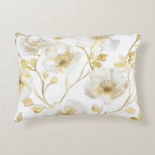 Coussins Décoratifs Fleurs blanches dorées jolies