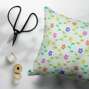 Coussins Décoratifs Fleurs colorées, Motif Floral, Verdure, Boho