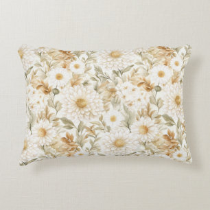Coussins Décoratifs Fleurs de campagne blanc or crème