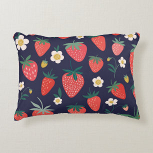 Coussins Décoratifs Fleurs de fraises et fruits : Motif décoratif
