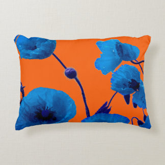 Coussins Décoratifs Fleurs de pavot aquarelle florale bleue Coucher de