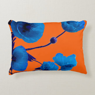 Coussins Décoratifs Fleurs de pavot aquarelle florale bleue Coucher de