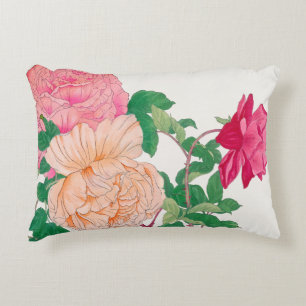 Coussins Décoratifs Fleurs de roses roses et orange pâle