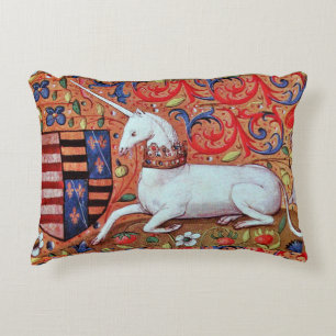 COUSSINS DÉCORATIFS FLEURS D'IMAGINAIRES UNICORNES ET MÉDIÉVAUX, MOTIF