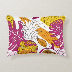 Coussins Décoratifs Fleurs et fruits tropicaux, imprimé exotique lumi