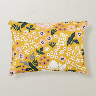 Coussins Décoratifs Fleurs Jardin : Charme Vintage Jaune.