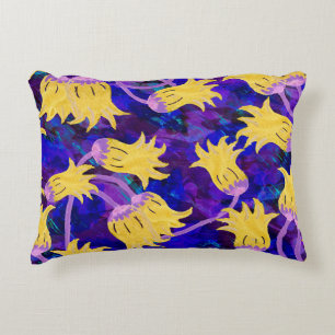 Coussins Décoratifs Fleurs jaunes aquarelle transparente motif