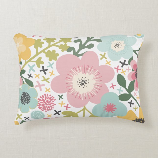 Coussins Décoratifs Fleurs Jaunes Roses Fleurs Florales Modernes (Devant)