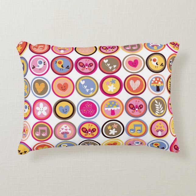 Coussins Décoratifs fleurs mignonnes, oiseaux, motif de coeurs (Devant)