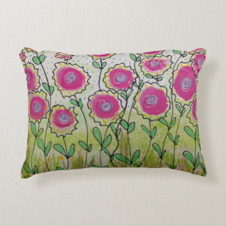 Coussins Décoratifs Fleurs roses Feuilles verts