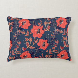 Coussins Décoratifs Fleurs rouges de roses et pivoines avec feuilles e