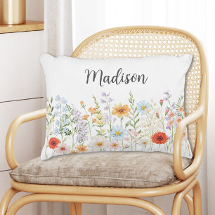Coussins Décoratifs Fleurs Sauvages Floral Botanique Aquarelle Monogra
