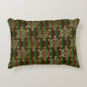 Coussins Décoratifs Flocon de neige doré Noël rayure rouge vert