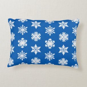 Coussins Décoratifs Flocons de neige Ikat - Bleu cobalt et blanc