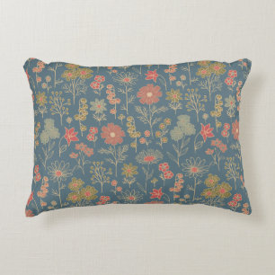 Coussins Décoratifs Floral moderne Denim Blue & Coral