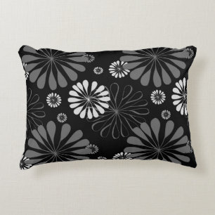 Coussins Décoratifs Floral noir et blanc rétro