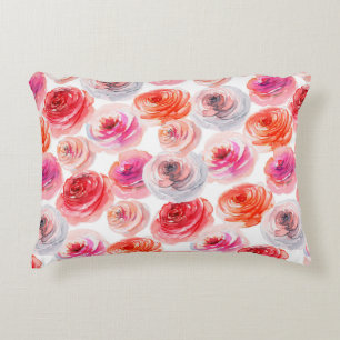 Coussins Décoratifs Floral sans couture motif d'aquarelle rouge, blanc