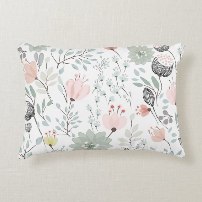 Coussins Décoratifs Flower and leaf pattern in tropical green and pink (Devant)