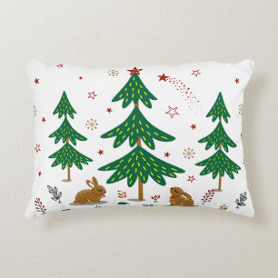 Coussins Décoratifs Forêt de Noël étoilée aux lapins de bois