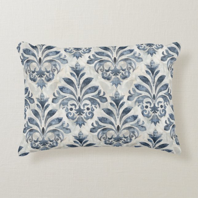 Coussins Décoratifs French Blue Damask Accent Pillow (Devant)