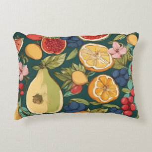 Coussins Décoratifs Fruits d'agrumes, raisins et fleurs variés. Peintu