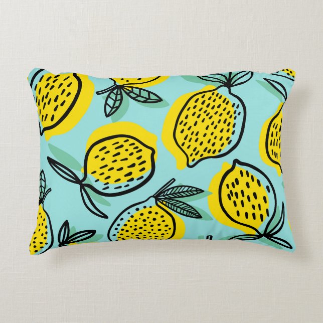 Coussins Décoratifs Fruits de citron : motif vintage été. (Devant)