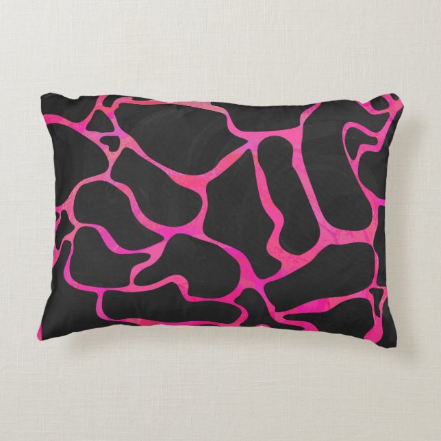 Coussins Décoratifs Giraffe rose chaude et noire (Dos)