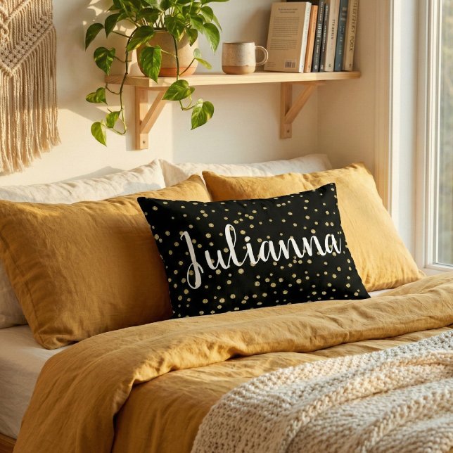 Coussins Décoratifs Glam Black Gold Holiday Motif personnalisé (Créateur téléchargé)