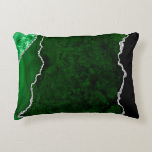 Coussins Décoratifs Glamorous Forest Green Marble Chic Silver