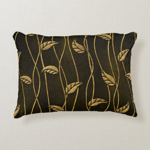 Coussins Décoratifs Gold and black seamless texture with leaves relief