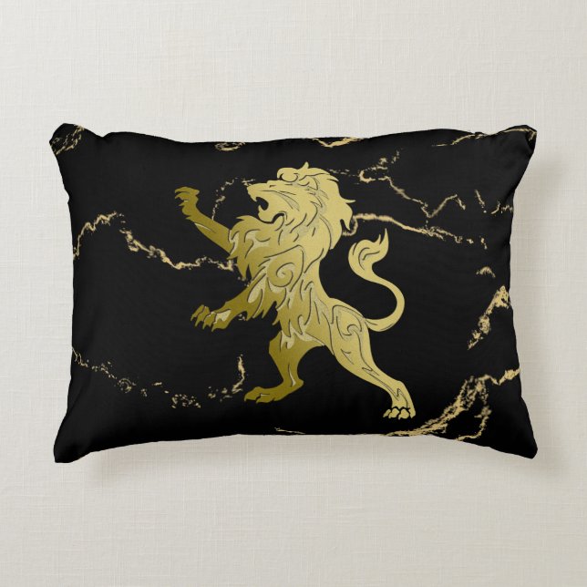 Coussins Décoratifs Golden Royal Lion Marbre noir (Devant)