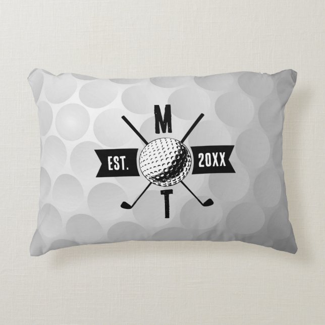 Coussins Décoratifs Golf Ball Texture & Club Premier Monogramme (Devant)