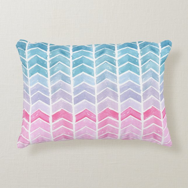 Coussins Décoratifs Gradient Chevron : Aquarelle Motif Herringbone. (Devant)