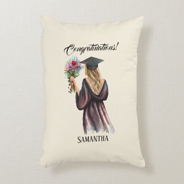 Coussins Décoratifs Graduation personnalisée en aquarelle (11) (Devant(Vertical))