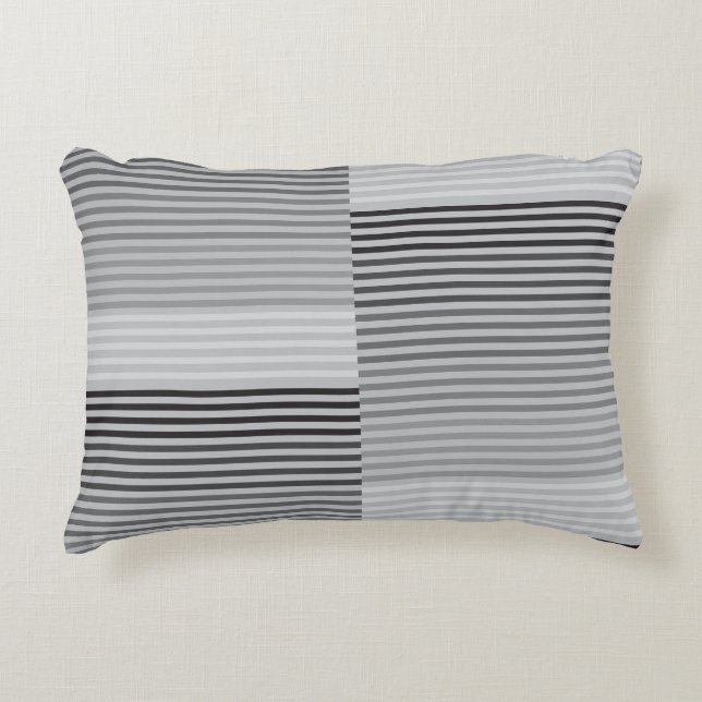 Coussins Décoratifs Gray, Black, White Stripes (Devant)