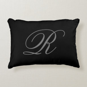 Coussins Décoratifs Gris noir minimaliste Ajouter Monogramme initial