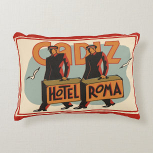 Coussins Décoratifs Grooms d'hôtel de voyage vintage Hotel Roma, Cadiz