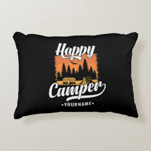 Coussins Décoratifs Happy Camper Camping Randonnée Voyage Caravan Life